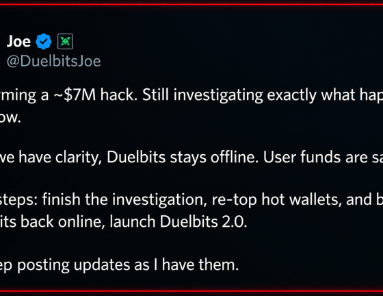 Duelbits Taken Offline After $7 Million Cryptocurrency Hack